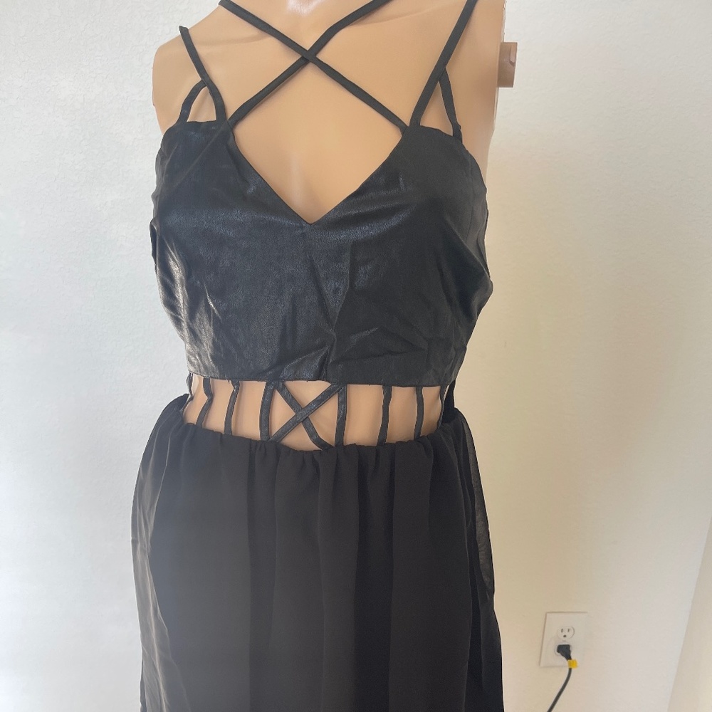 Brand new sugarlips leather and chiffon dress